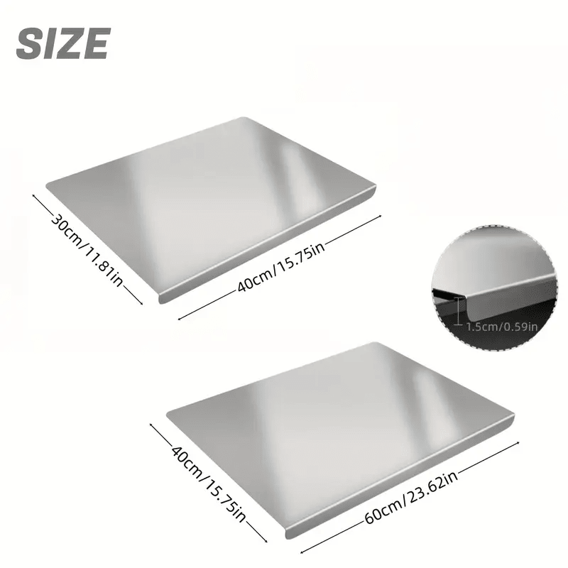 Stainless Steel Cutting Board with Lip for Kitchen Chopping Boards for Countertop Large Metal Cutting Board over Sink Suitable for Meat Fruits Vegetables Bread Noodle and Pizza Bamboo Knives New Era Fashion LLc