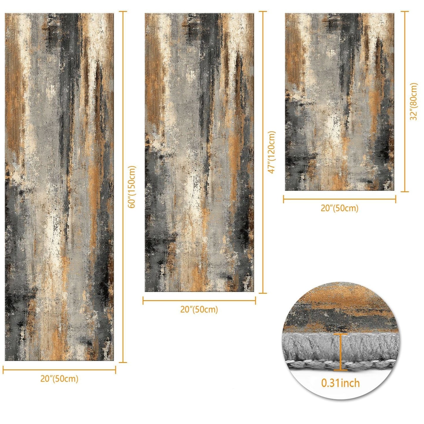 Three-piece kitchen rug set, non-slip and washable, abstract pattern kitchen hallway rug, soft and comfortable, suitable for sinks, floors, entrances, hallways and bathrooms. New Era Fashion LLc
