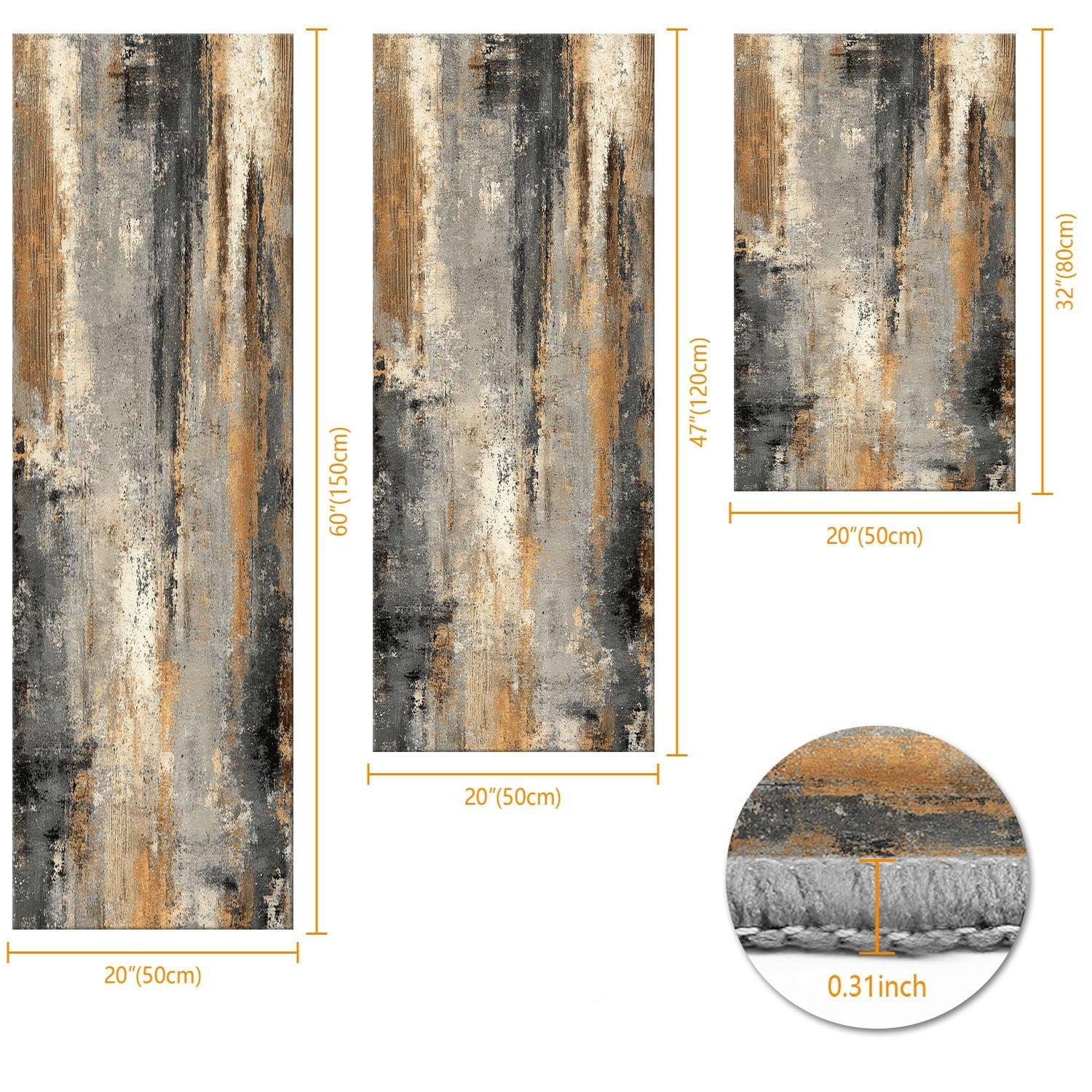 Three-piece kitchen rug set, non-slip and washable, abstract pattern kitchen hallway rug, soft and comfortable, suitable for sinks, floors, entrances, hallways and bathrooms. New Era Fashion LLc