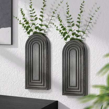 Pine Wood Wall Vases Set of 2 – Modern Wall Decor & Hanging Planters for Indoor Plants – Boho Home Decor Accent with Rustic Charm for Living Room, Kitchen & Bedroom (Black) New Era Fashion LLc