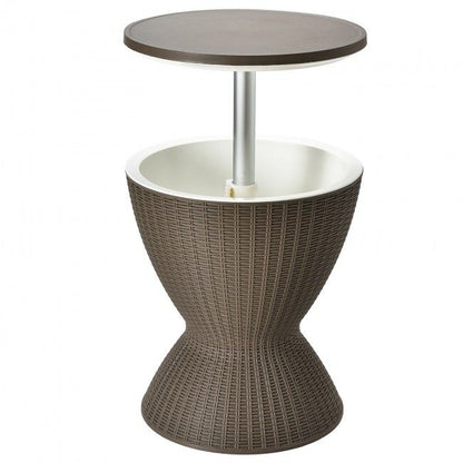 3 in 1 8 Gallon Patio Rattan Cooler Bar Table with Adjust Ice Bucket New Era Fashion LLc