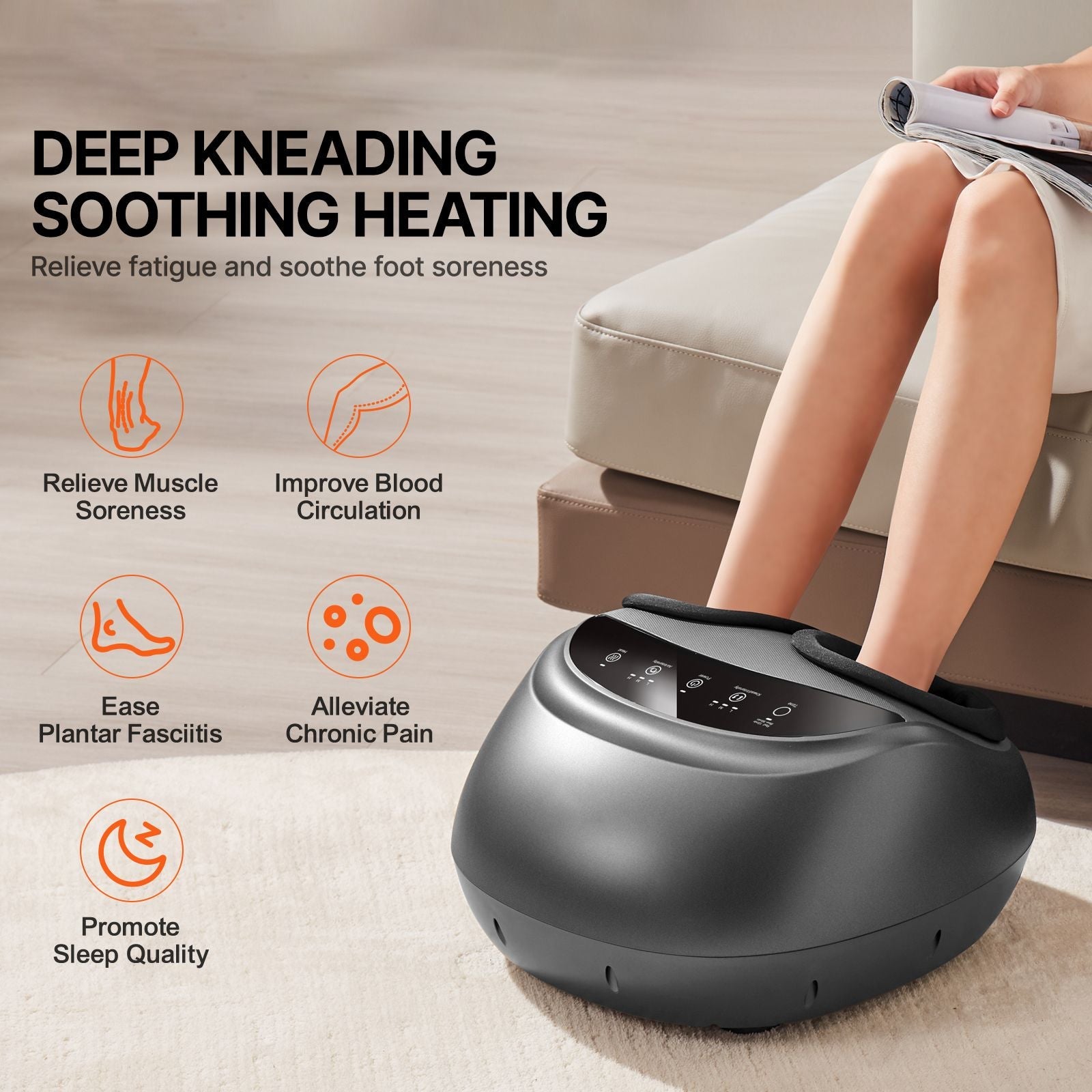 Foot Massager Machine with Heat, Deep-Kneading, Compression, and Shiatsu for Plantar Fasciitis, Neuropathy, Gifts for Men, Women - Fits up to Men Size 12 New Era Fashion LLc