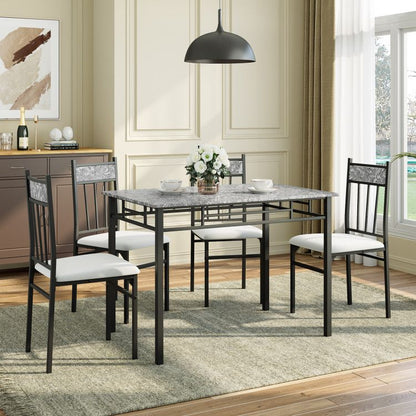 5 Pieces Faux Marble Dining Set Table New Era Fashion LLc