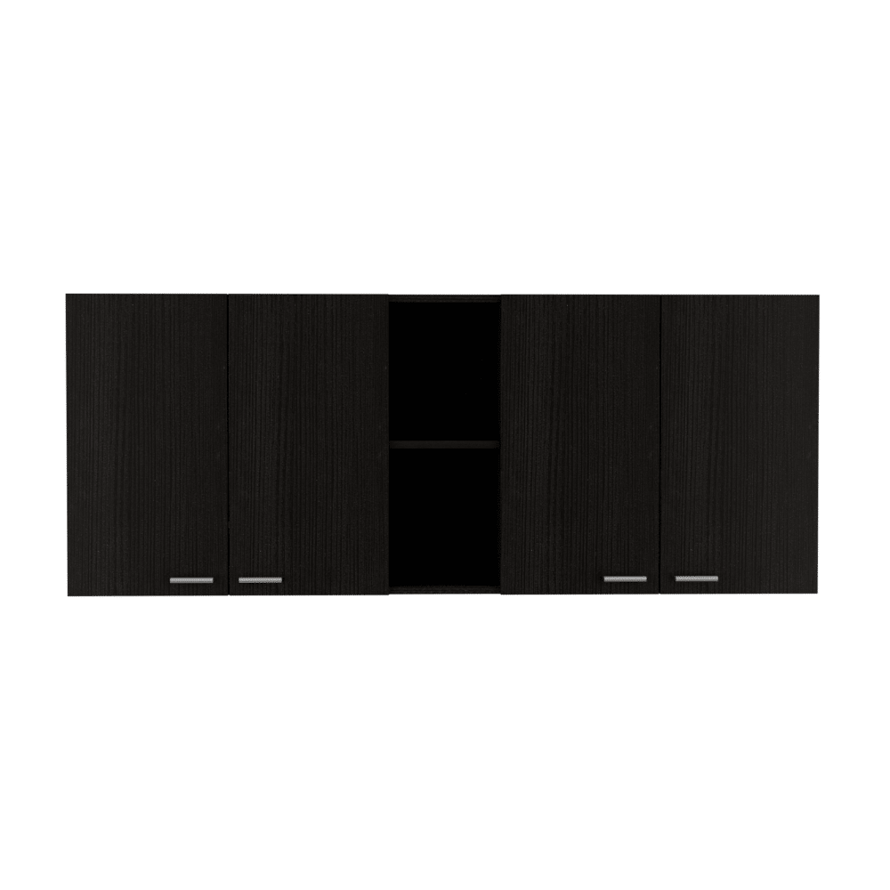 DEPOT E-SHOP Olimpo 150 Wall Double Door Cabinet,Two External Shelves, Two Interior Shelves, Black New Era Fashion LLc