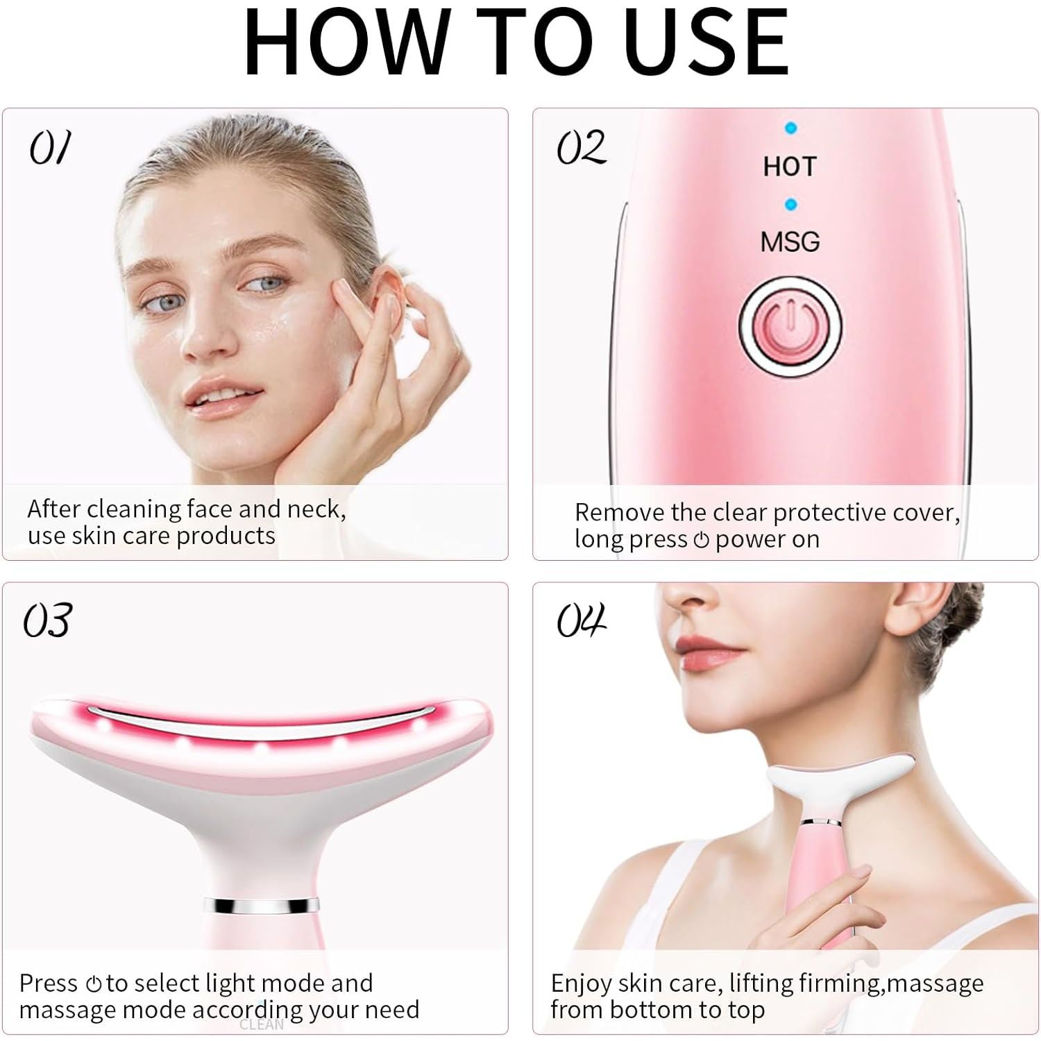 Neck Face Massager, Skin Care Face Massage Tool, 3-in-1 Facial Massager, Face Sculpting Tool with Thermals, Vibration (Pink) New Era Fashion LLc