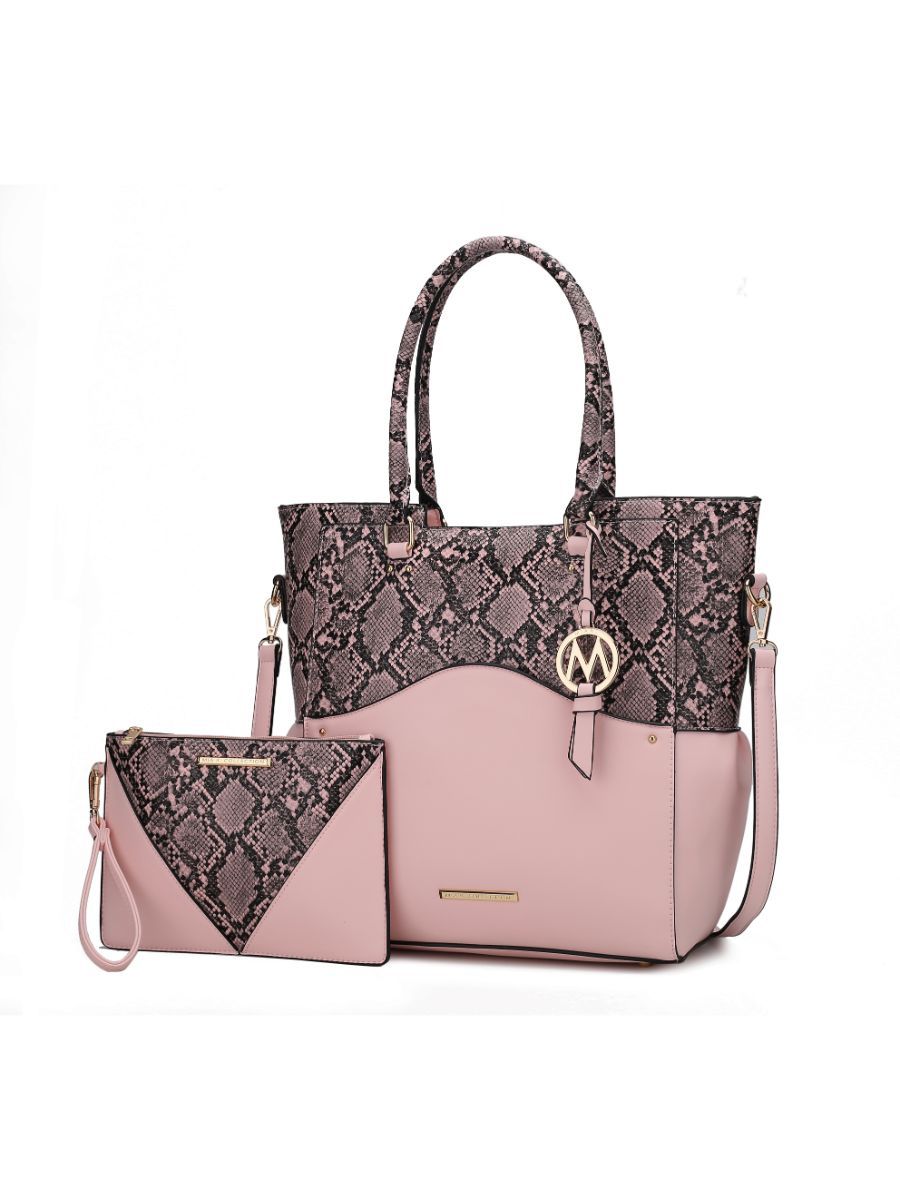 MKF Collection Iris Snake Embossed Vegan Leather Women Tote Bag with matching Wristlet Pouch by Mia k New Era Fashion LLc