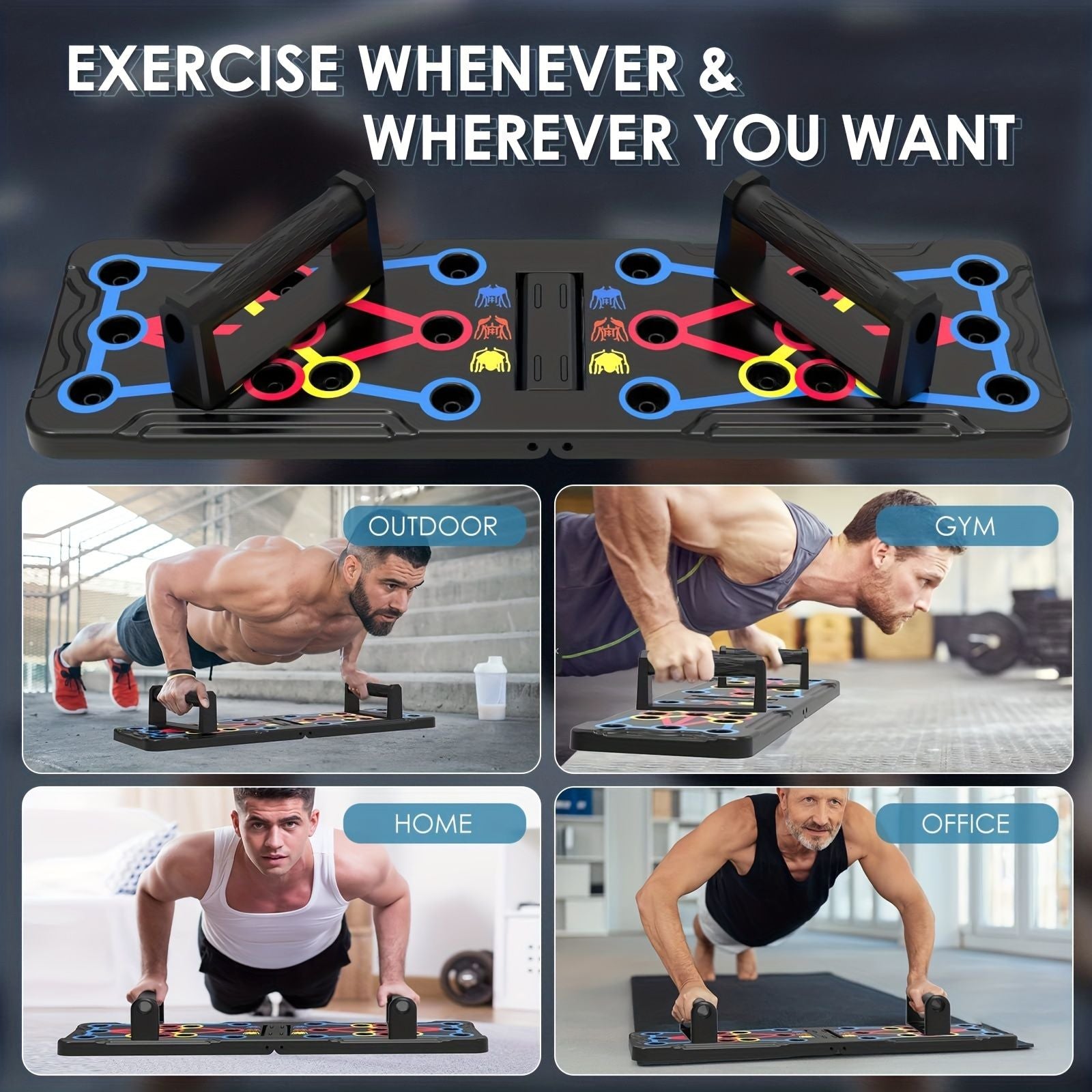 Push Up Board; Foldable Multi-Functional 20-In-1 Push Up Board; Chest Muscle Exercise Equipment For Men Women Fitness Training New Era Fashion LLc