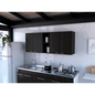 DEPOT E-SHOP Olimpo 150 Wall Double Door Cabinet,Two External Shelves, Two Interior Shelves, Black New Era Fashion LLc