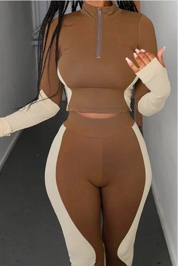 Fashion Two Pieces Activewear with Long Sleeve Crop Top with High Waist Leggings New Era Fashion LLc