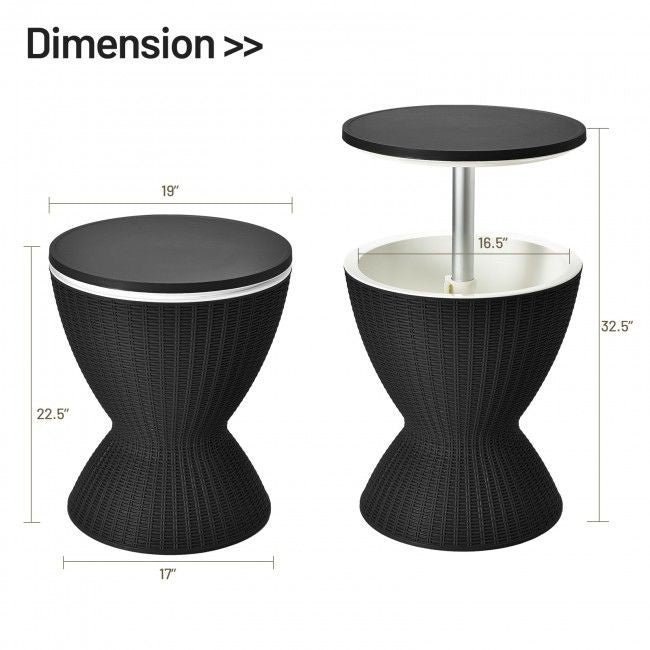 3 in 1 8 Gallon Patio Rattan Cooler Bar Table with Adjust Ice Bucket New Era Fashion LLc