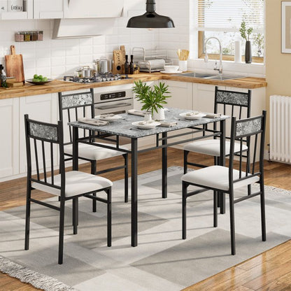 5 Pieces Faux Marble Dining Set Table New Era Fashion LLc