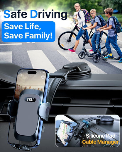 2026 Ultimate Car Phone Holder Mount Bendable & Adjustable Aluminum Arm Cell Phone Holder for Car Dashboard Windshield Phone Stand for iPhone 17 16 15 14 Pro Max Samsung Pickup Truck New Era Fashion LLc