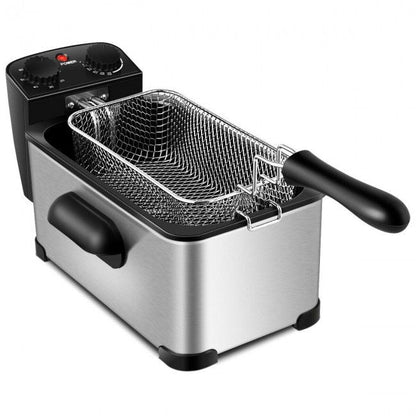 3.2 Quart Electric Stainless Steel Deep Fryer with Timer New Era Fashion LLc