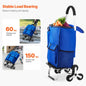 Stair Climber Trolley Dolly, 36L Folding Shopping Cart, Grocery Cart Trolley Laundry Stair Climbing Handcart with 6 Wheels & Oxford Cloth Bag, Foldable Cart for Shopping Grocery Laundry Climbing New Era Fashion LLc