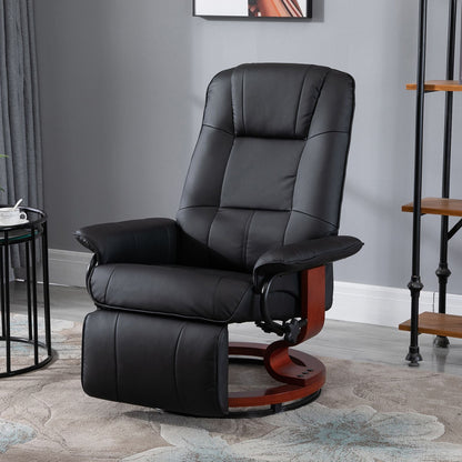 Living Room Relaxation: Black Faux Leather Swivel Recliner with Adjustable Footrest New Era Fashion LLc