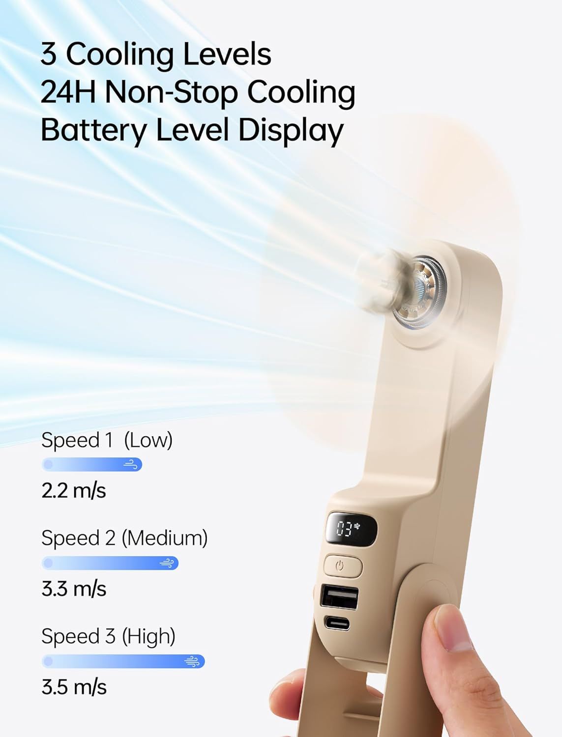 Handheld Travel Fan, Upgraded Mini Portable Fan with Up to 24 Working Hours for Long-term Outdoor Cooling, Combines Power Bank and Flashlight, Used for Summer, Cruise, Concert New Era Fashion LLc