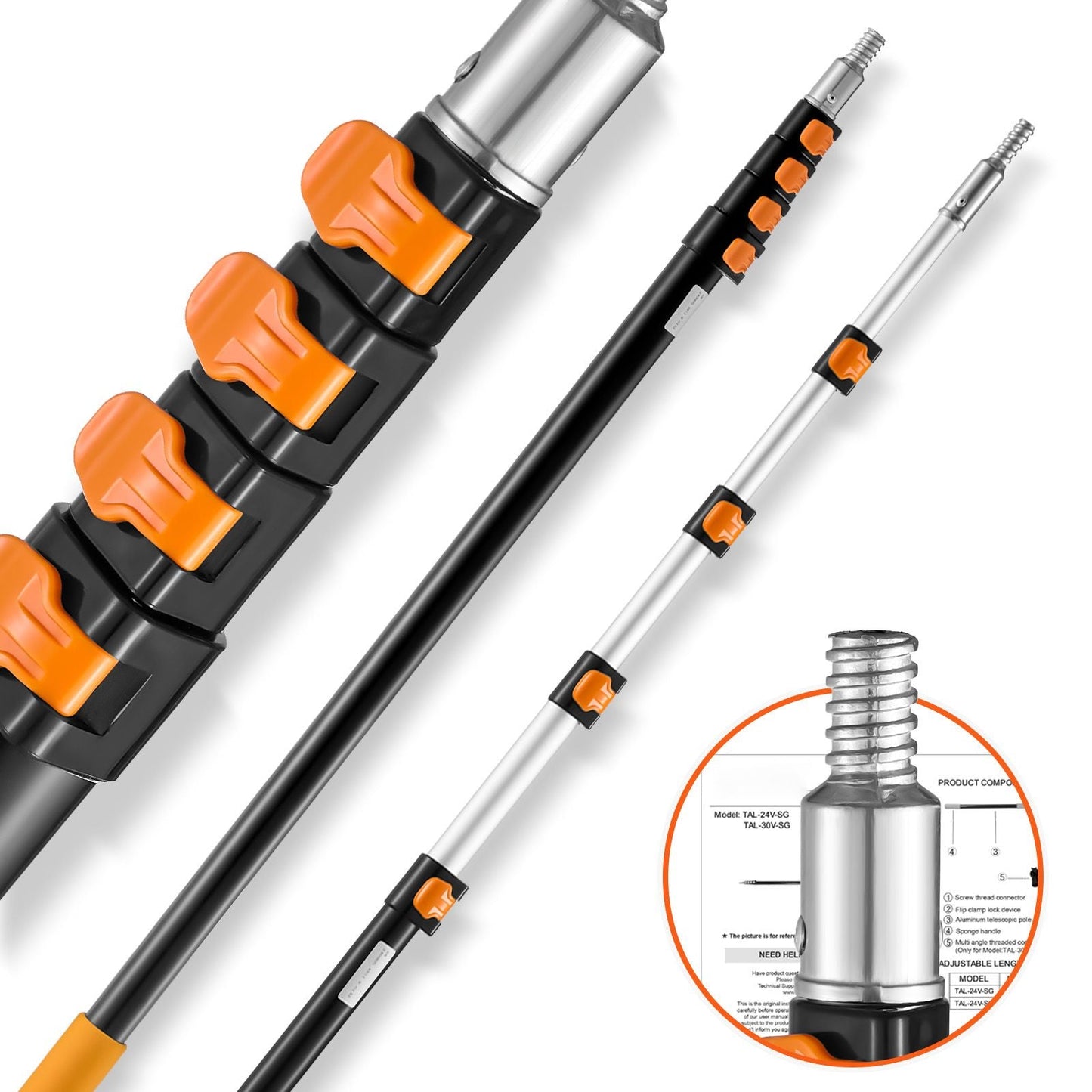 Telescoping Pole, 6 to 24 FT Pole, Extension Multi-Purpose Pole, Sturdy Aluminum Alloy Paint Extendable Pole with Flip-Lock Design, Telescopic Pole for Painting, Dusting and Cleaning New Era Fashion LLc