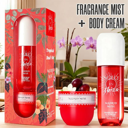 2-Piece Set, SOLO EN IBIZA Body & Hair Fragrance Mist And Body Cream Gift Box For Men And Women, Long Lasting Fragrance, 4 Different Scent, Perfect For Holiday Gifts, Dating, Daily Life, Parties New Era Fashion LLc