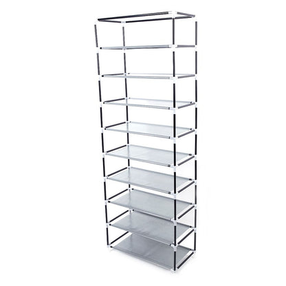 Room-saving 10-Layers 9 Lattices Non-woven Fabric Shoe Rack Black New Era Fashion LLc