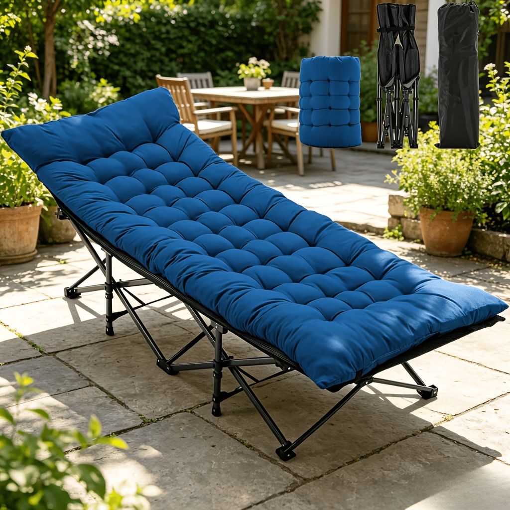 Foldable camping bed with mattress, sturdy and durable folding bed New Era Fashion LLc