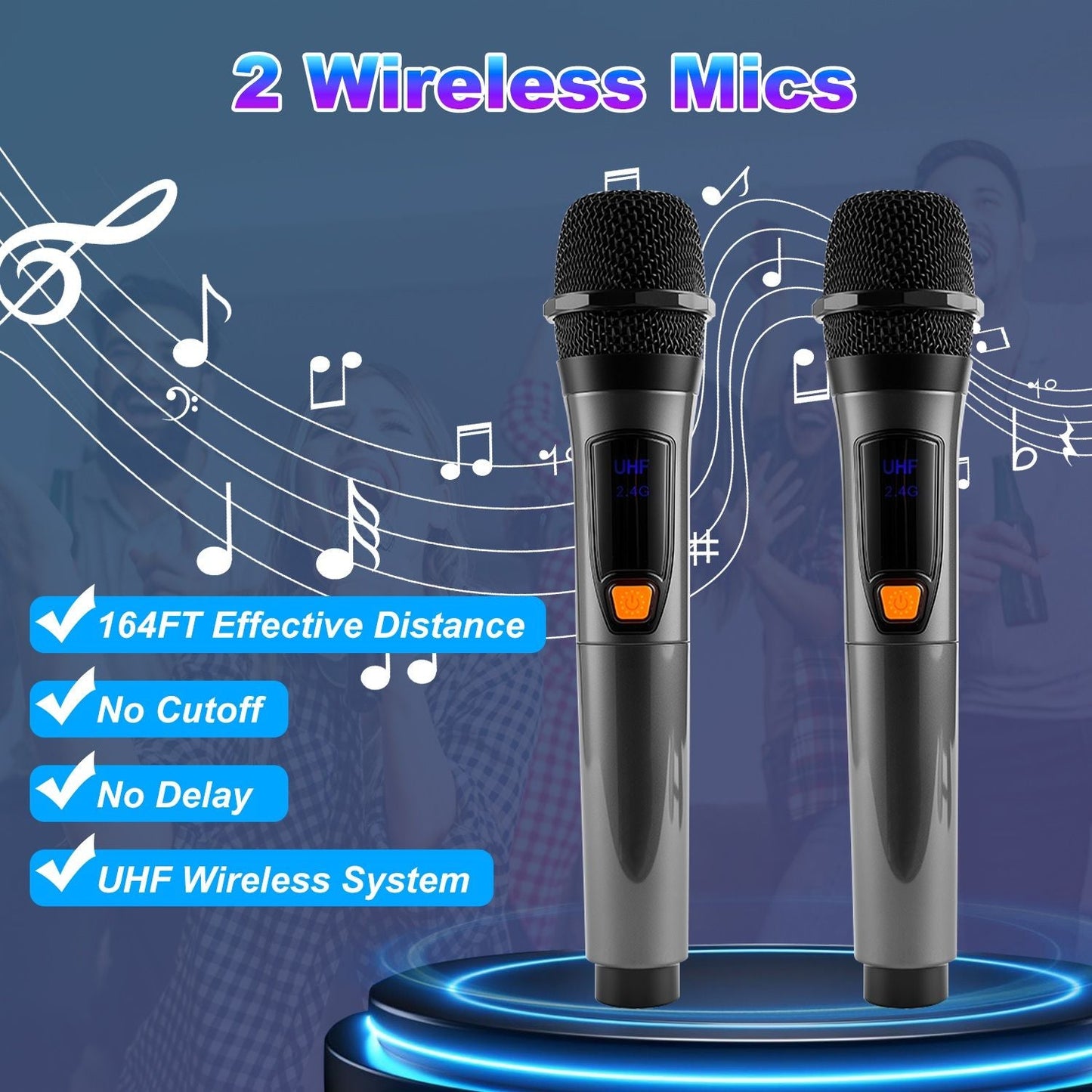 Portable Wireless Party Speaker with LED Light Wireless Mic Remote Control TWS Treble Bass Mic. Echo Music Accompany Mic. Priority Guitar In New Era Fashion LLc