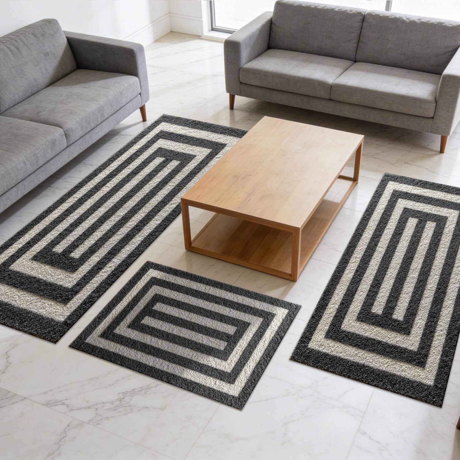 Three-piece kitchen rug set, non-slip and washable, abstract pattern kitchen hallway rug, soft and comfortable, suitable for sinks, floors, entrances, hallways and bathrooms. New Era Fashion LLc