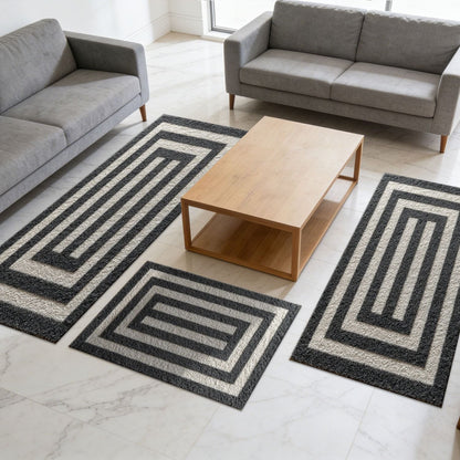 Three-piece kitchen rug set, non-slip and washable, abstract pattern kitchen hallway rug, soft and comfortable, suitable for sinks, floors, entrances, hallways and bathrooms. New Era Fashion LLc