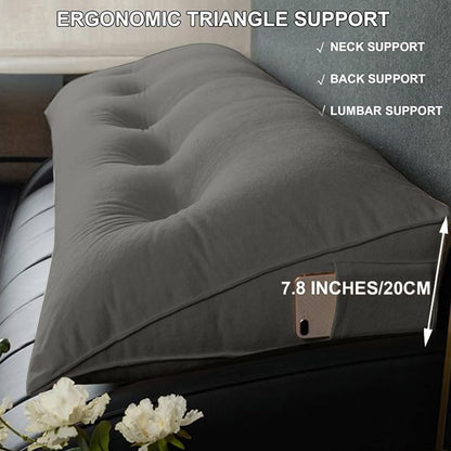 Triangle Reading Cushion with a button-Gray 100*50*20cm New Era Fashion LLc