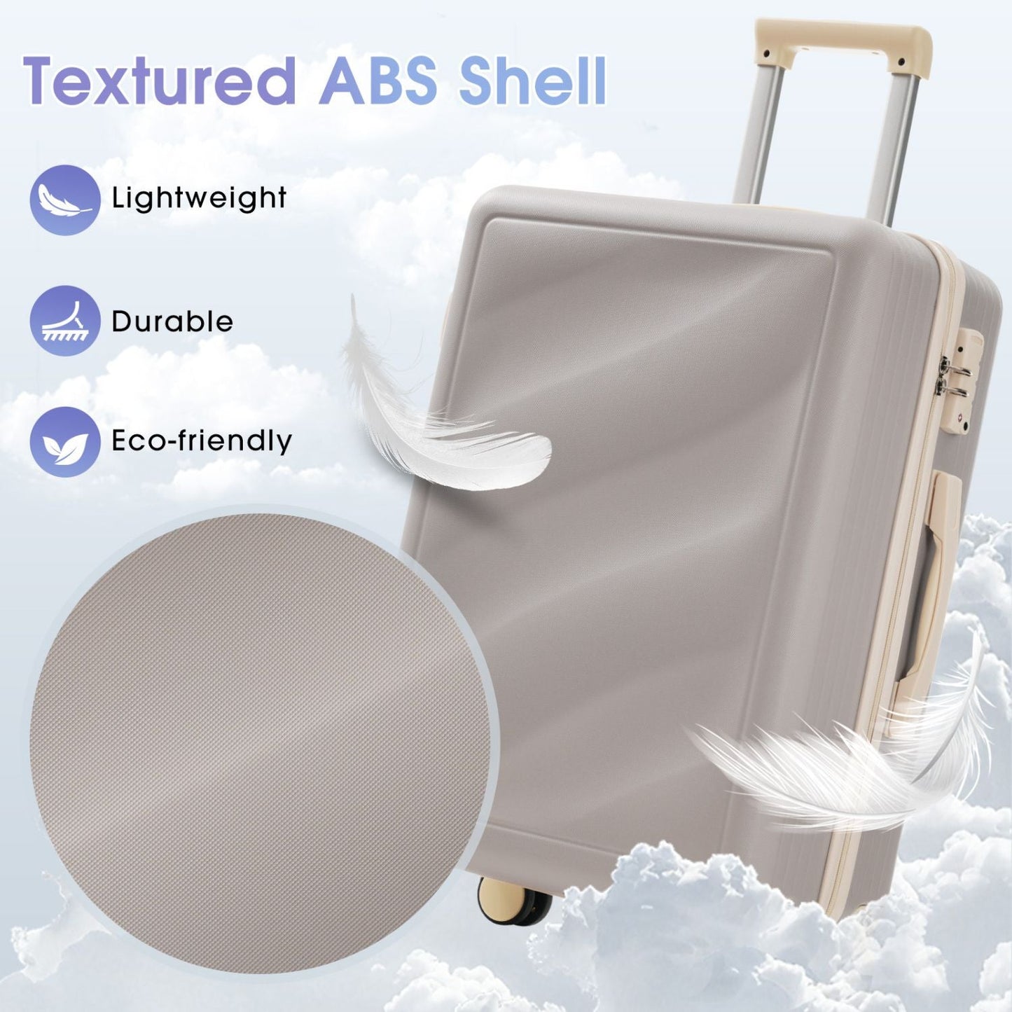Luggage Set 3 Piece, Lightweight Durable ABS Suitcases with Spinner Wheels and TSA Lock, Carry-on & Checked Travel Luggage (20"/24"/28") New Era Fashion LLc