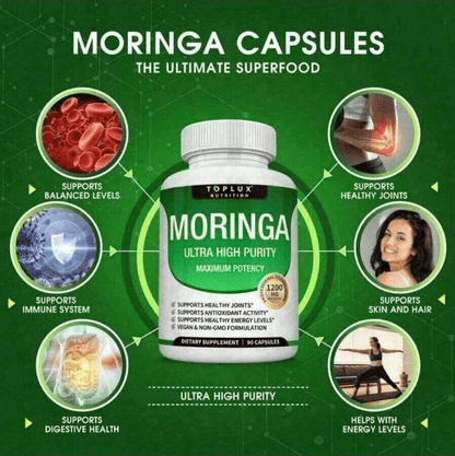 Moringa Capsules 1200mg - Pure Moringa Powder For Immune, Gut Health 90 Capsules New Era Fashion LLc