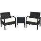 3 Pieces Outdoor Rattan Patio Conversation Set with Seat Cushions New Era Fashion LLc