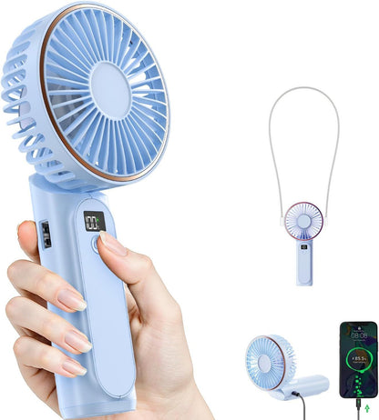 Portable Handheld Fan, Portable Fan Rechargeable, 4000mAh, 180° Adjustable, 6 Speed Wind, Display Electricity in Real Time, USB Rechargeable Foldable F an, Quiet Personal Fan as Power Bank New Era Fashion LLc
