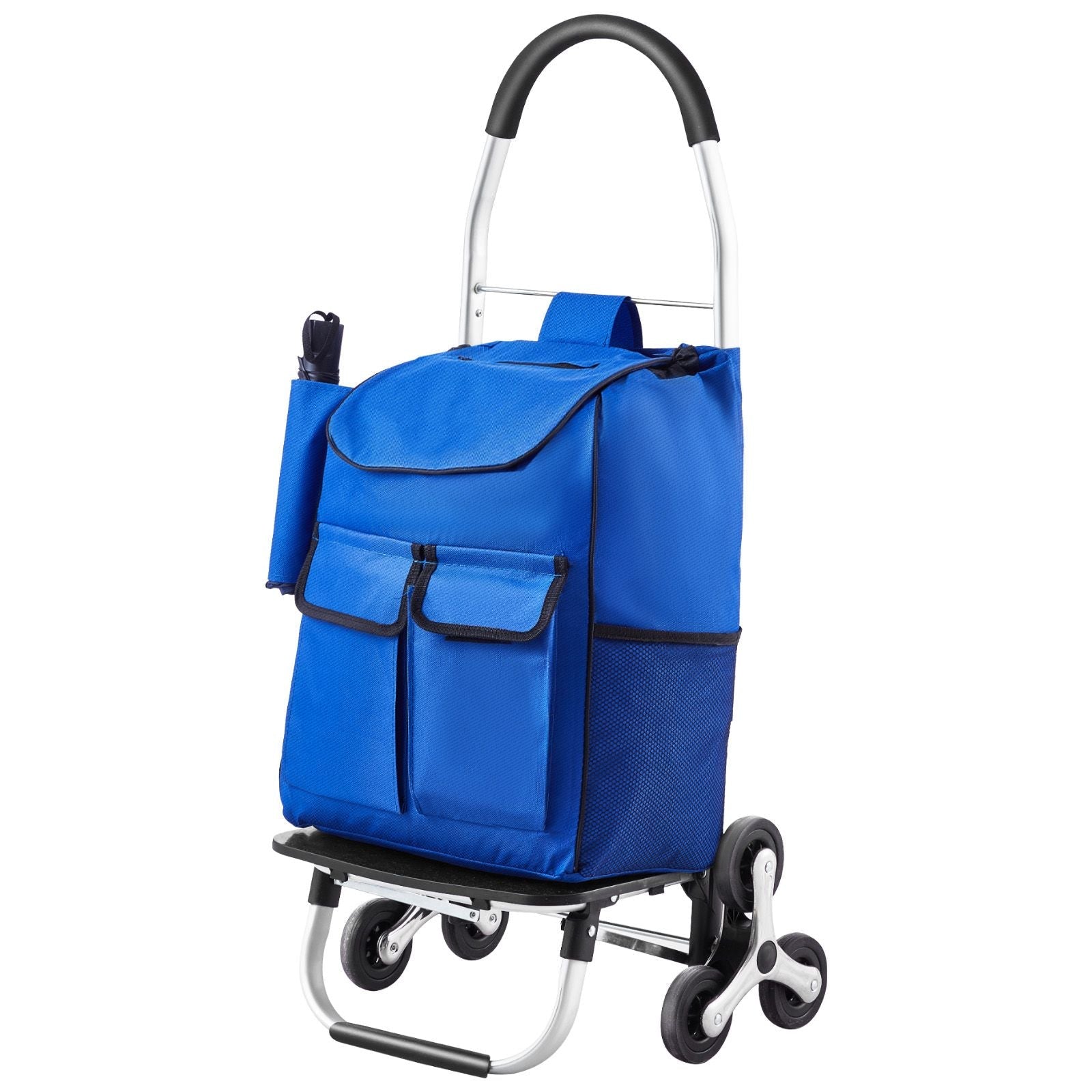 Stair Climber Trolley Dolly, 36L Folding Shopping Cart, Grocery Cart Trolley Laundry Stair Climbing Handcart with 6 Wheels & Oxford Cloth Bag, Foldable Cart for Shopping Grocery Laundry Climbing New Era Fashion LLc