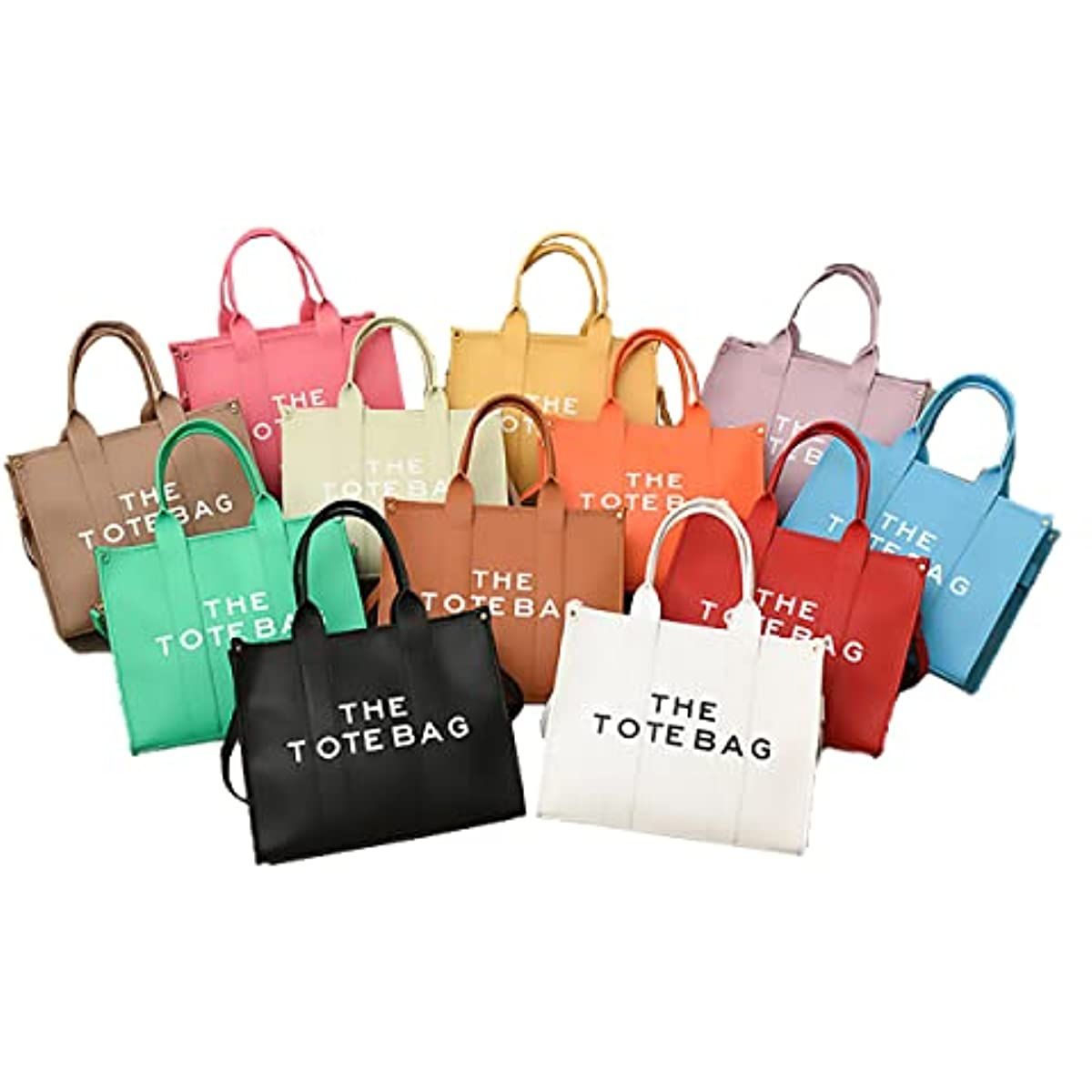 Roecytu PU Tote Bag for Women Simple Large-capacity Tote Bag Crossbody Tote Bag Messenger bag Handbag Zipper Fashion Tote Bag New Era Fashion LLc