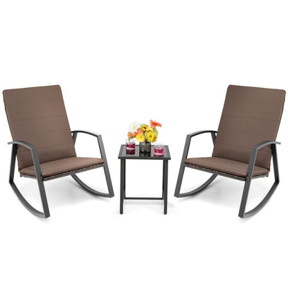 3 Pieces Patio Rattan Rocking Furniture Set New Era Fashion LLc