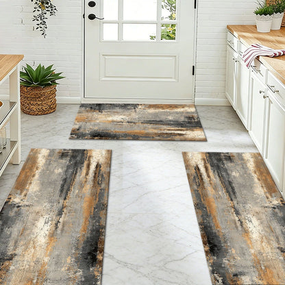 Three-piece kitchen rug set, non-slip and washable, abstract pattern kitchen hallway rug, soft and comfortable, suitable for sinks, floors, entrances, hallways and bathrooms. New Era Fashion LLc