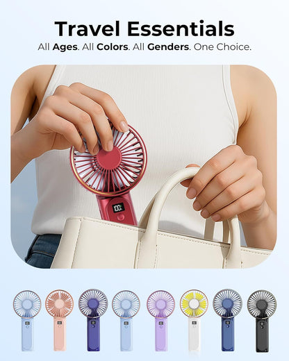 Portable Handheld Fan, Portable Fan Rechargeable, 4000mAh, 180° Adjustable, 6 Speed Wind, Display Electricity in Real Time, USB Rechargeable Foldable F an, Quiet Personal Fan as Power Bank New Era Fashion LLc