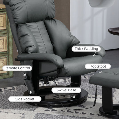 Faux Leather Swivel Massage Recliner with Ottoman, Remote, Side Pocket for Relaxation | Living Room Essentials New Era Fashion LLc