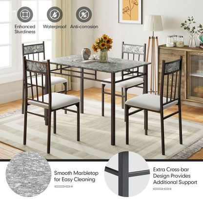 5 Pieces Faux Marble Dining Set Table New Era Fashion LLc