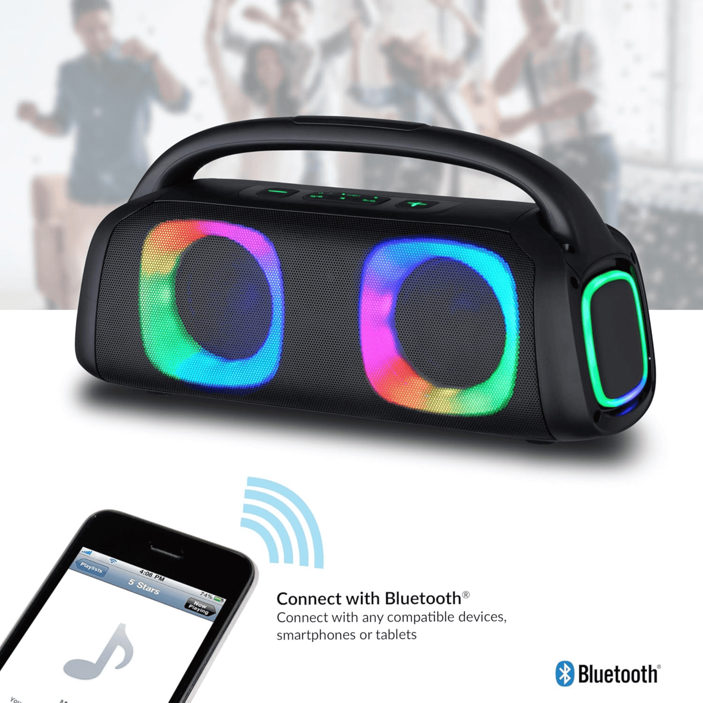 IQ Sound Portable Bluetooth Speaker with RGB Lights and TWS-Enhanced Stereo Sound New Era Fashion LLc