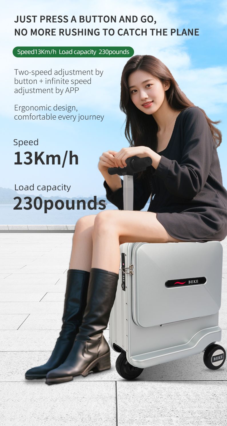 BEKE Smart Electric Luggage Rideable 20-inch With Electric Lifting Handles  App Control New Era Fashion LLc