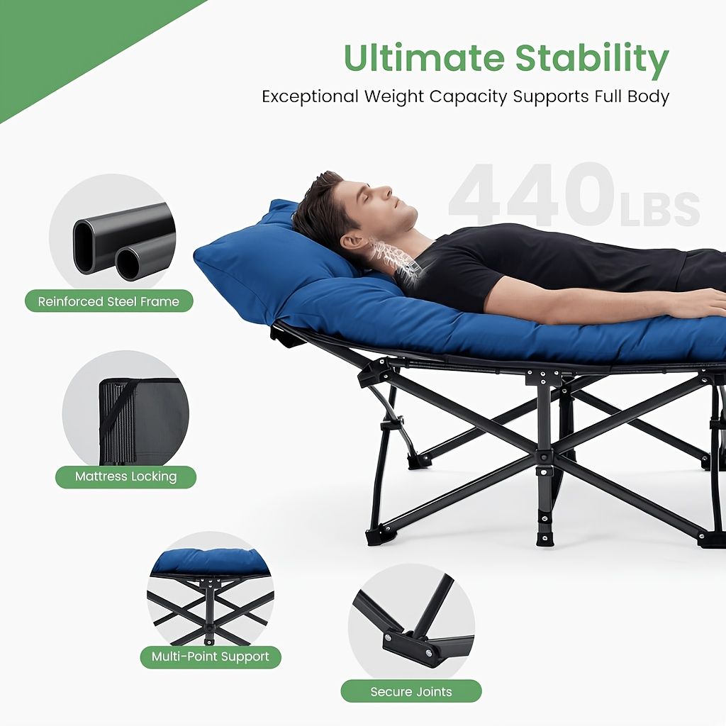 Foldable camping bed with mattress, sturdy and durable folding bed New Era Fashion LLc
