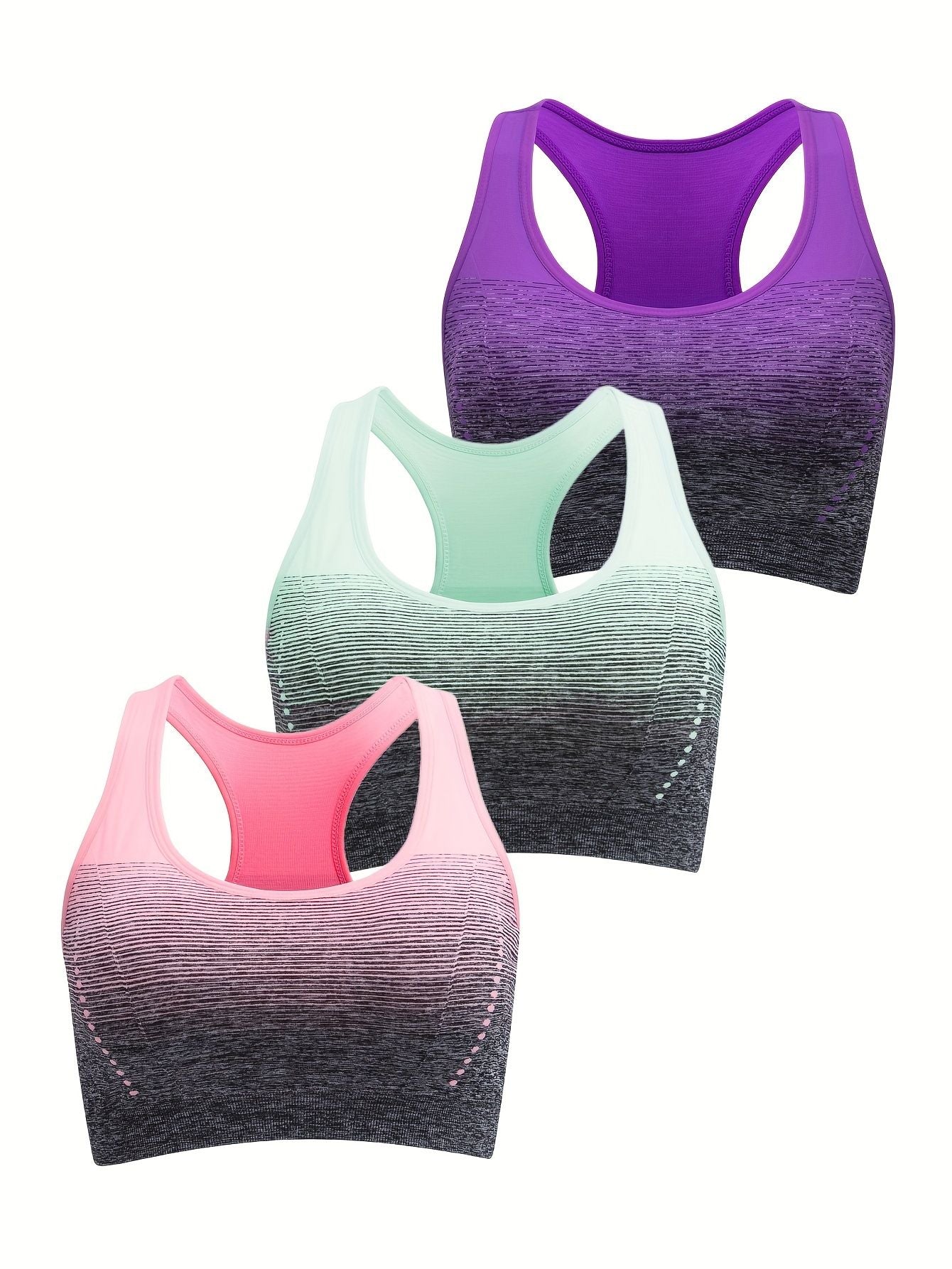 1pc/2pcs/3pcsMedium Support Two Tone Racer Back Sports Bra, Fitness Workout Running Yoga Bra New Era Fashion LLc