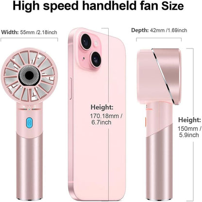 Handheld Fan, Mini Small Portable Turbo Fan, Rechargeable with 4 High Speeds Personal Fans, Max 16H Runtime, For Travel, Office, Outdoor - New Era Fashion LLc