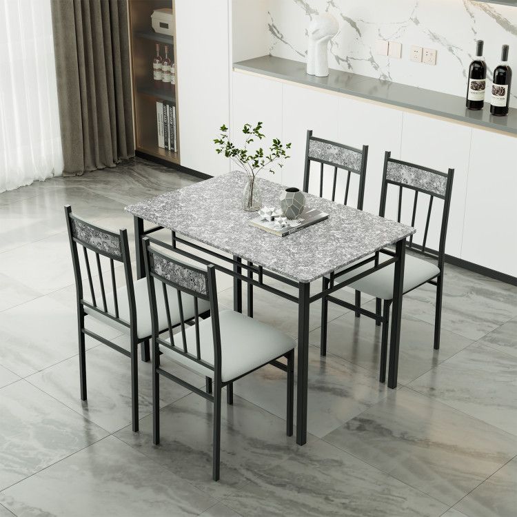 5 Pieces Faux Marble Dining Set Table New Era Fashion LLc