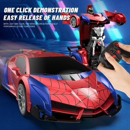 Transforming Remote Control Car Robot, R/C Car Toy, One-Button Deformation, Children's Day Gifts, 1:18 Scale 360°Rotating Drifting, Toys Suitable for Kids Over 3+ Years Old, Educational Toy, Birthday New Era Fashion LLc