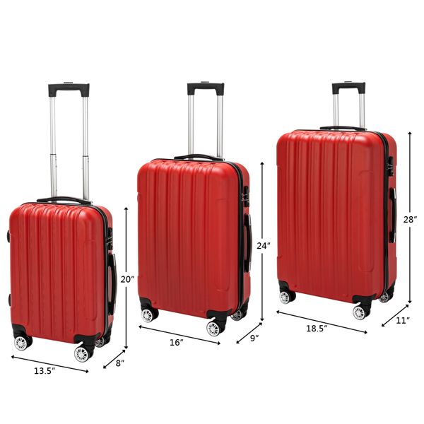 3-in-1 Multifunctional Large Capacity Traveling Storage Suitcase Luggage Set Red New Era Fashion LLc