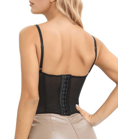 Lace Bustier Corset Tops for Women Going Out Mesh Overbust Adjustable Strap Waist Cincher Crop Bustier Party Rave Date Night Outfit Tank Top New Era Fashion LLc
