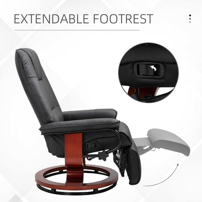 Living Room Relaxation: Black Faux Leather Swivel Recliner with Adjustable Footrest New Era Fashion LLc