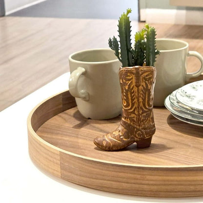 (4 pack) 7.25" Artificial Cactus Succulent in Brown Ceramic Cowboy Boot Planter New Era Fashion LLc